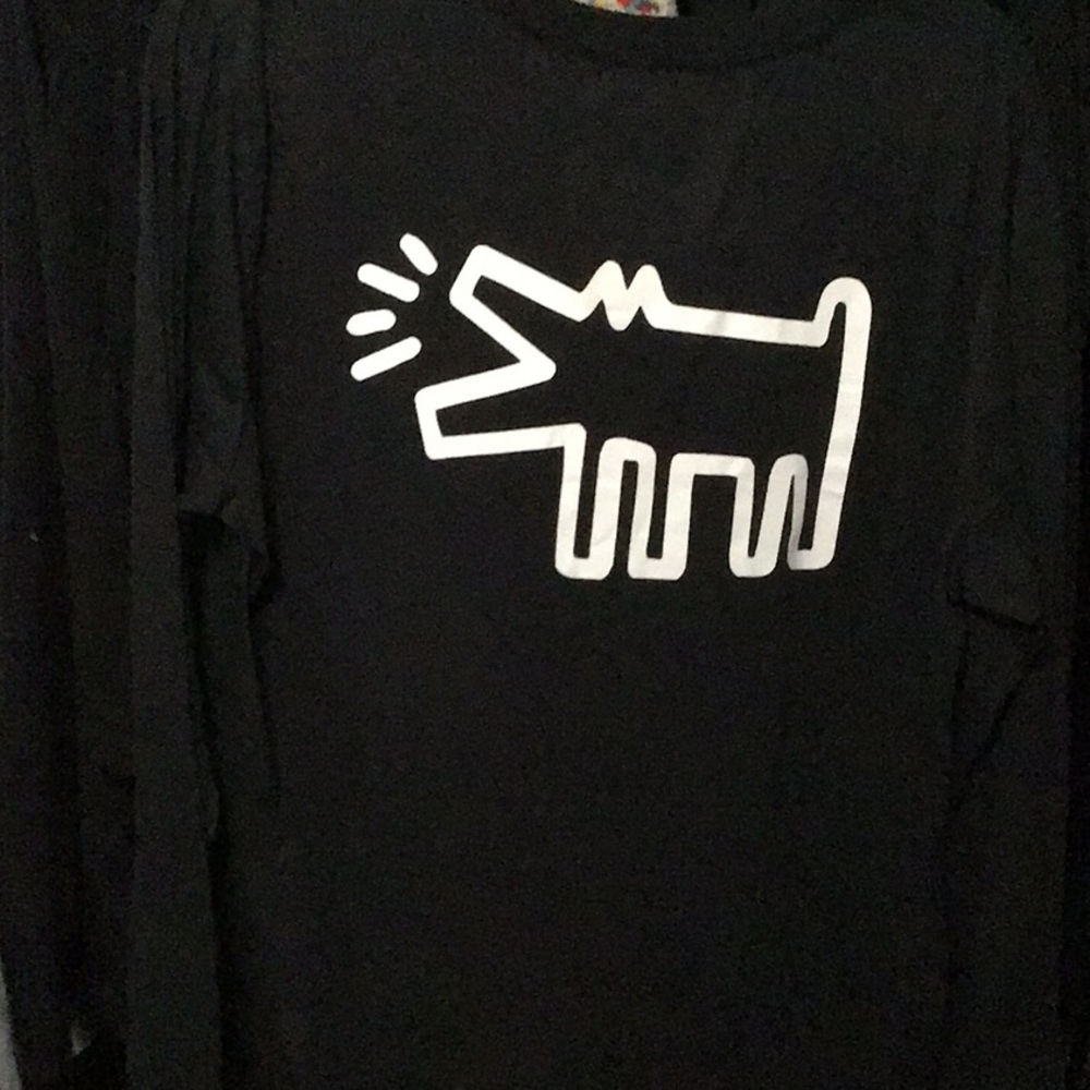 NWT! Keith Haring Black Long Sleeve S/M/L Barking Dog